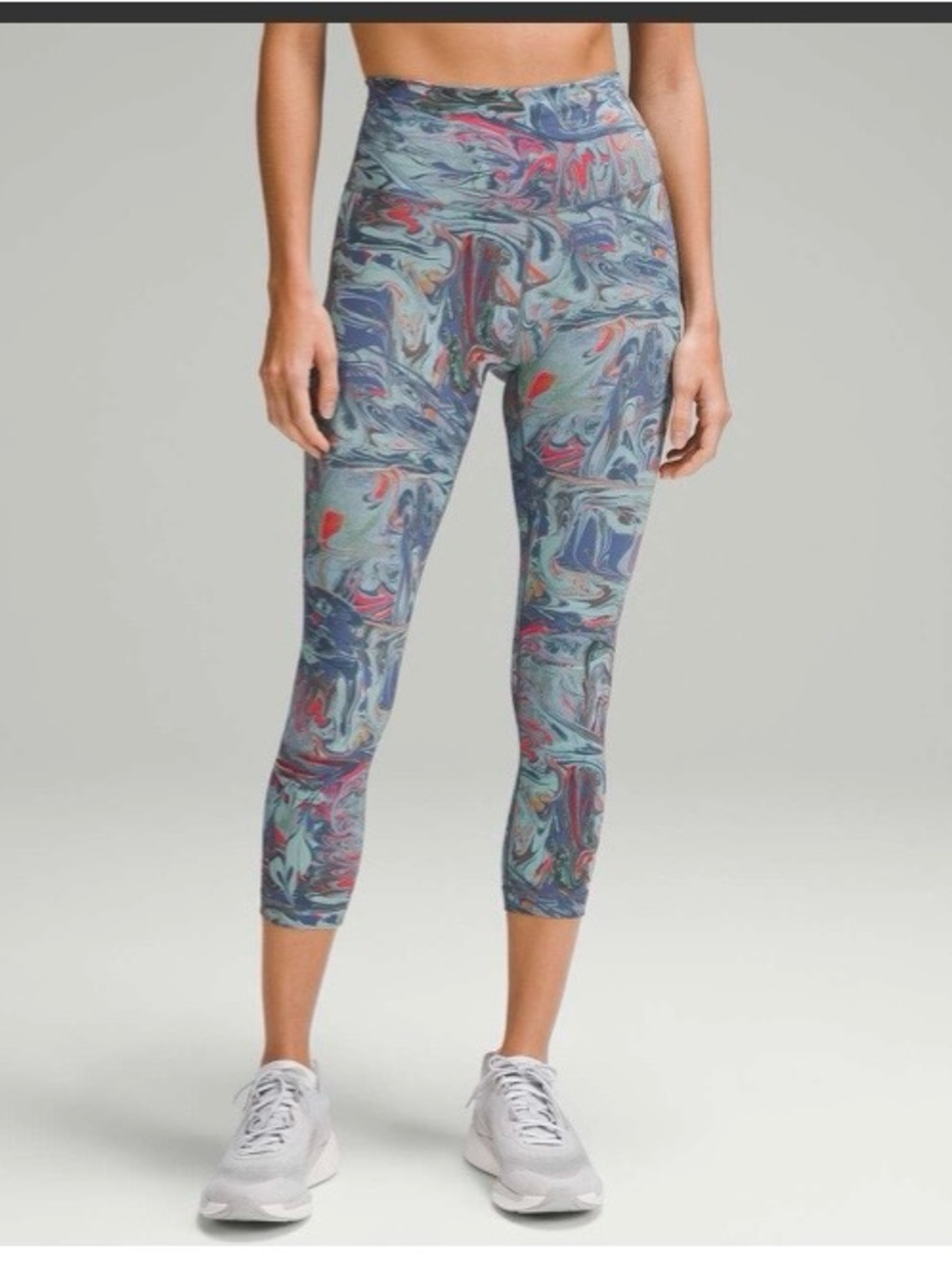 Lululemon Wunder Train High-Rise Crop Leggings Size 8 Mountain Marble Multi